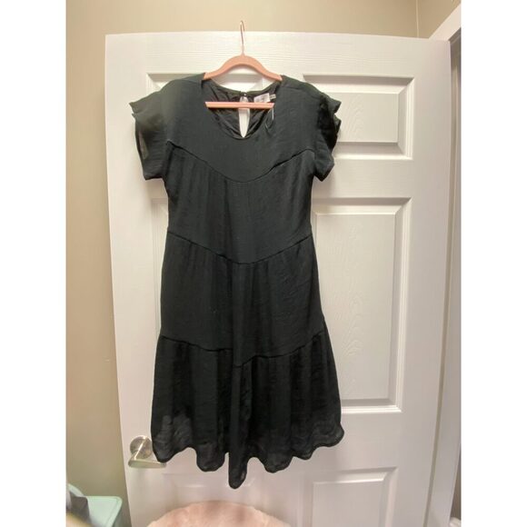 Blu Ivy Black Ruffle Dress Sz Med - Picture 1 of 2